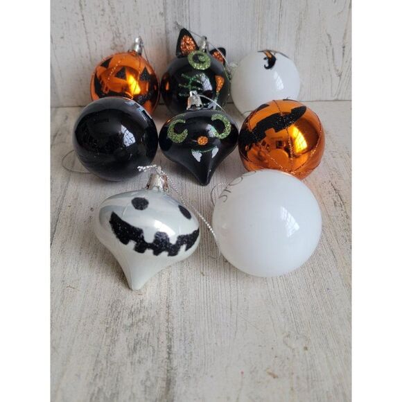 Hallloween ghost pumpkin cat ball ornament set Xmas spooky - Picture 2 of 13